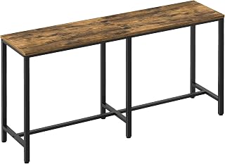 Yatiney 70.8" Long Counter Height Bar Table, Rustic Brown & Black High Top Pub Table for Kitchen Living Room - BT08BR