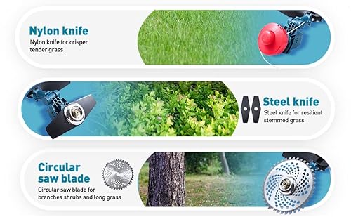 Patiox Weed Wacker Cordless - Electric Weed Eater Rechargeable 3 In 1 - Two 4.0 Ah Battery Powered Weed Whacker Cordless 21V Grass Edger Trimmer With Blade And Charger (A-Brushless-1) #TOP2