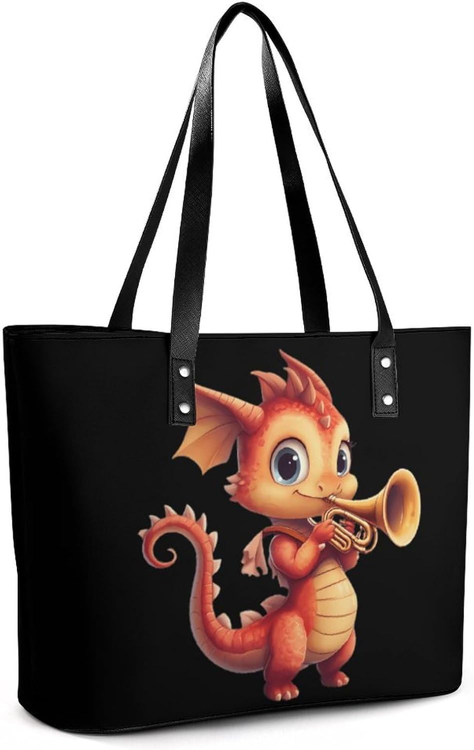 Cute Dragon Playing Horn Women's Satchel Handbags Tote Shoulder Bag Purses for Travel Shopping Work