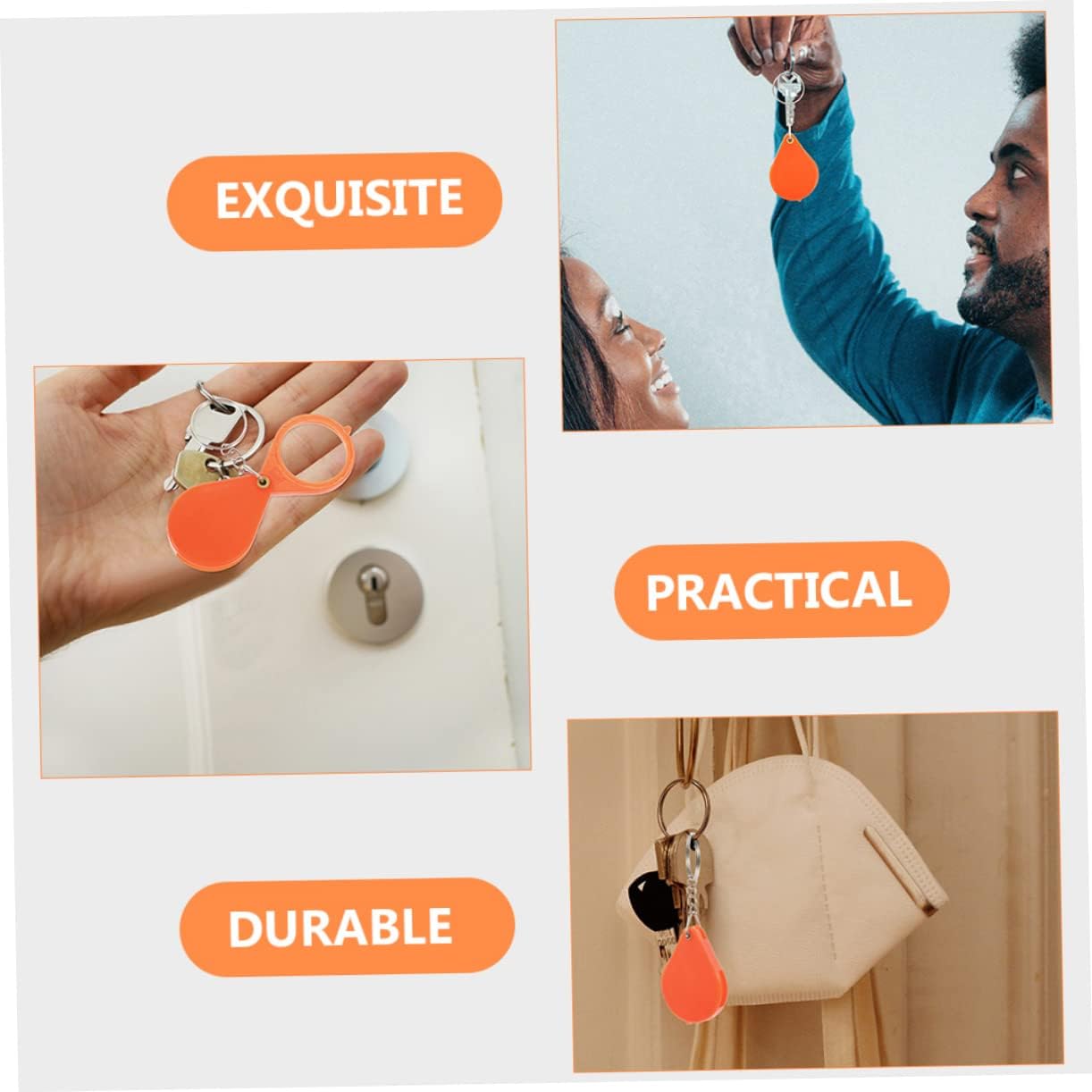 8pcs Mini Magnifying Lens Magnifying Glass Keychain Keychains Men Hobby Tool Magnifiers Reading Glass