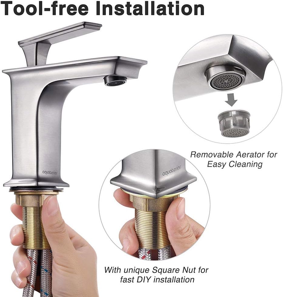 Best Deal Product WeChef Modern Single Handle Bathroom Sink Faucet Single Hole Lavatory Vanity Faucet with CUPC NSF Home Brushed Nickel Up To 40% OFF WeChef Modern Single Handle Bathroom Sink Faucet Single Hole Lavatory Vanity Faucet with CUPC NSF Home Brushed Nickel