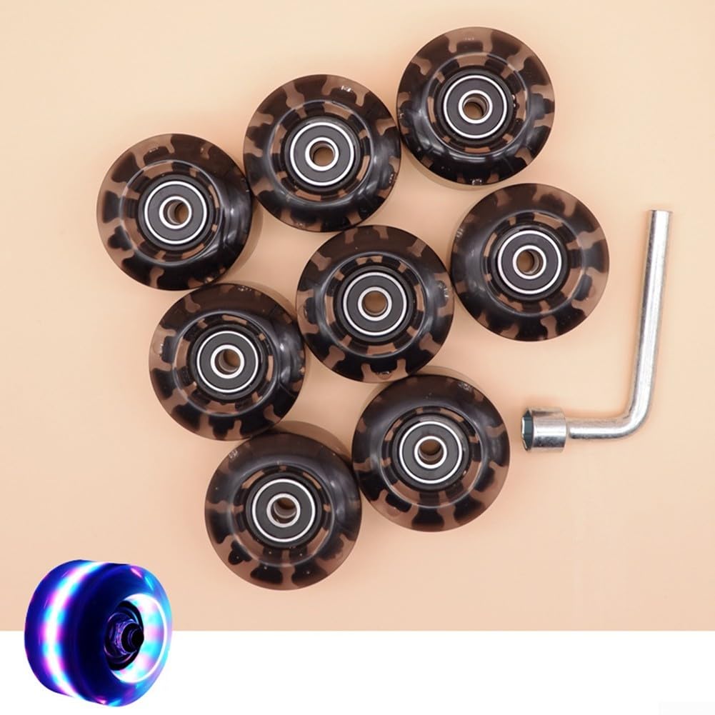 8 ruote per pattini a rotelle con luci a LED, 58 mm, in poliuretano, con cuscinetti in acciaio al carbonio, per pattini a doppia fila e quad (rosa, blu, verde)