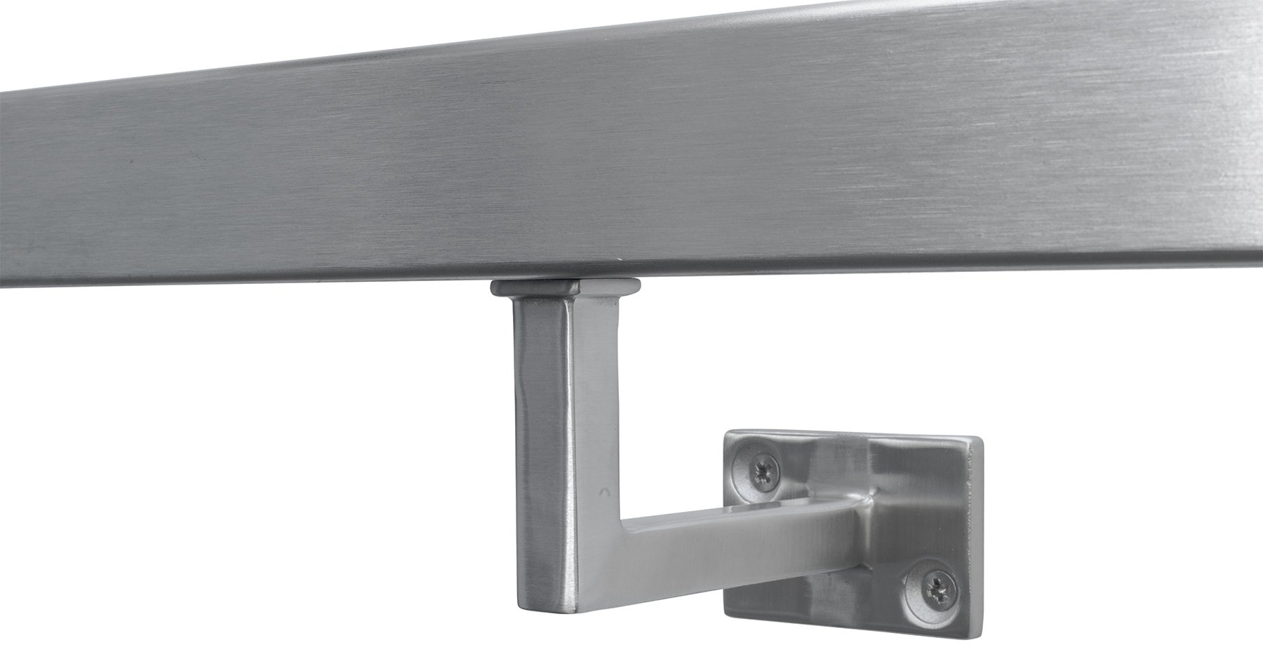 Brushed Satin Polished 320-grit Stainless Steel Square Handrail Wall Bracket for Square, Rectangular or Flat Handrails and Bannister Stair Rails
