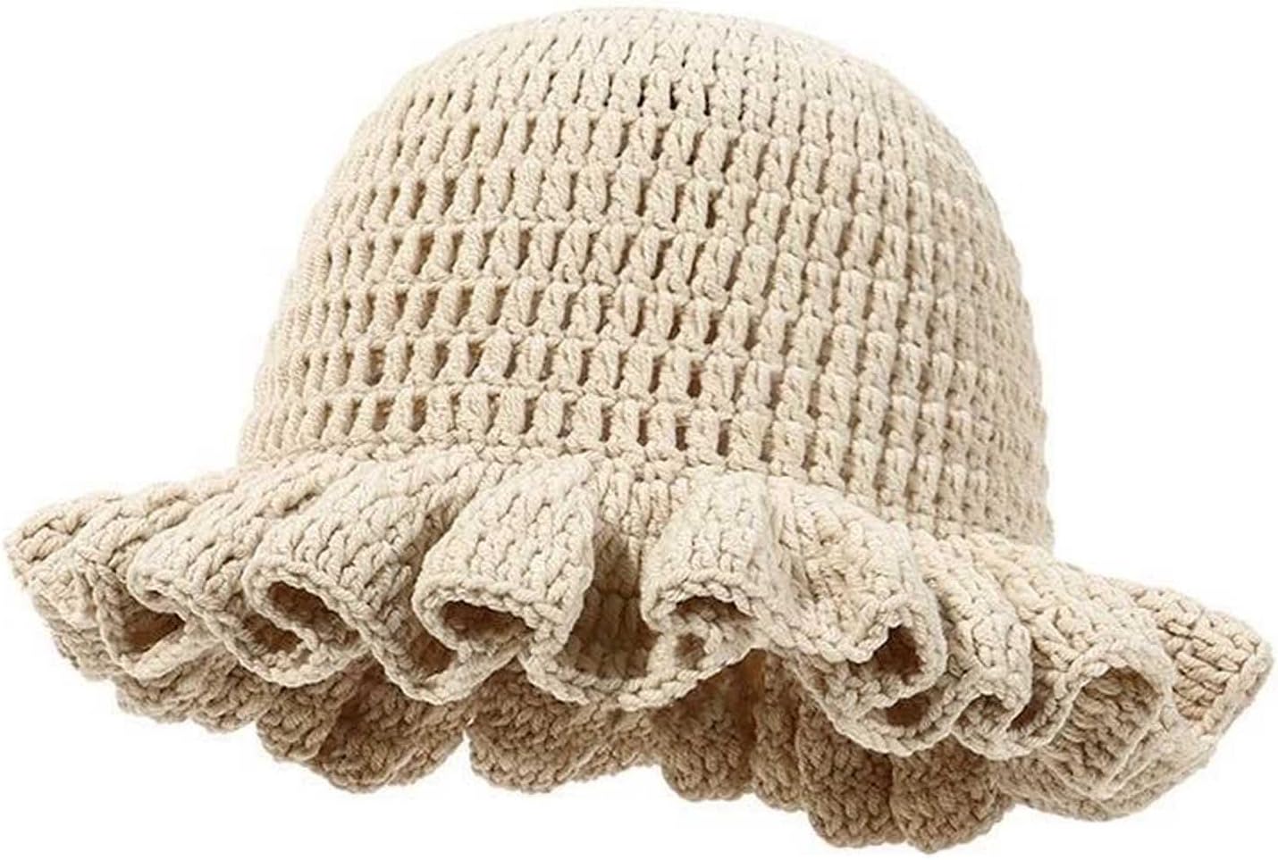 Gorro de playa de punto para mujer, estilo boho, color beige