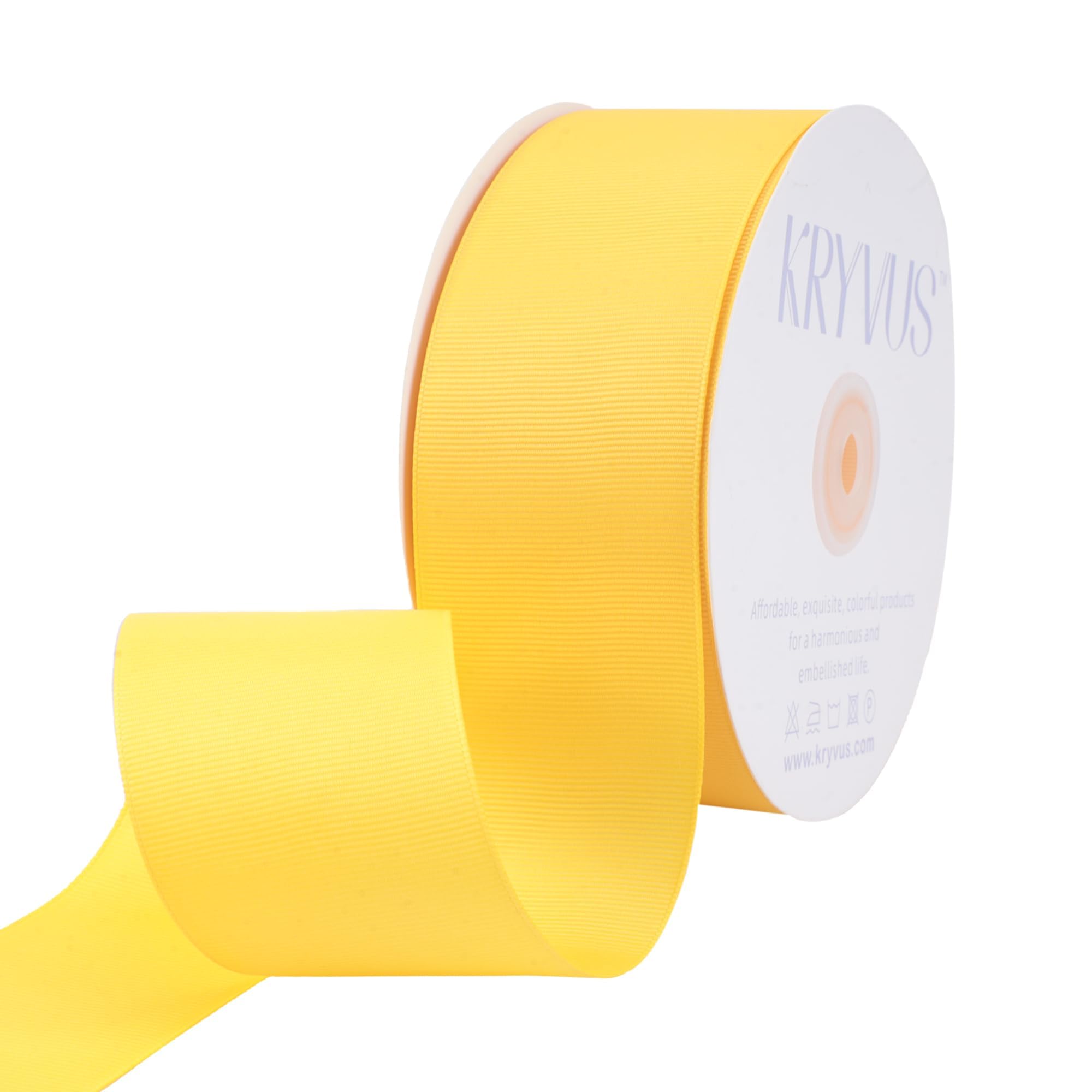 Kryvus Grosgrain Ribbon, Maize Yellow Ribbon 50mm x Continuous 45 Metres