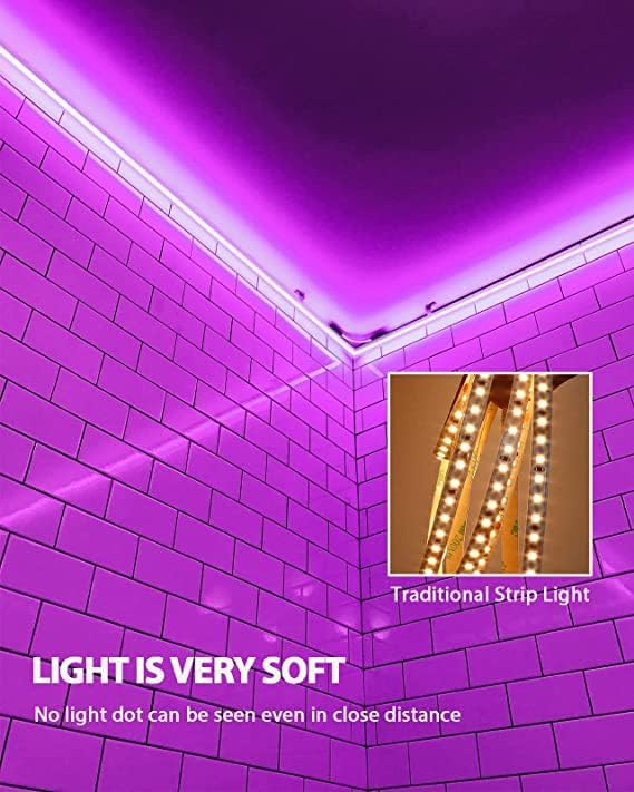 Miniatura 3 de GUPUP Tira de luz de neón, CC 24 V 600 LED, cuerda de luces de neón, tira de iluminación púrpura brillante, suave, flexible, cortable, impermeable,