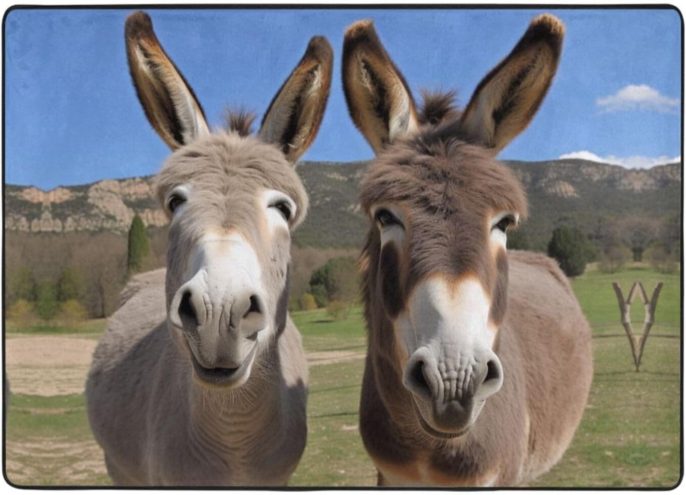 Flannel Non-Slip (Funny Donkeys) Rug Pad 80×50in Soft Washable Protective for Hardwood Floors Bedroom Bathroom Living Room