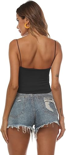 Miniatura 3 de Amilia - Camiseta básica de tirantes delgados para mujer (doble capa)