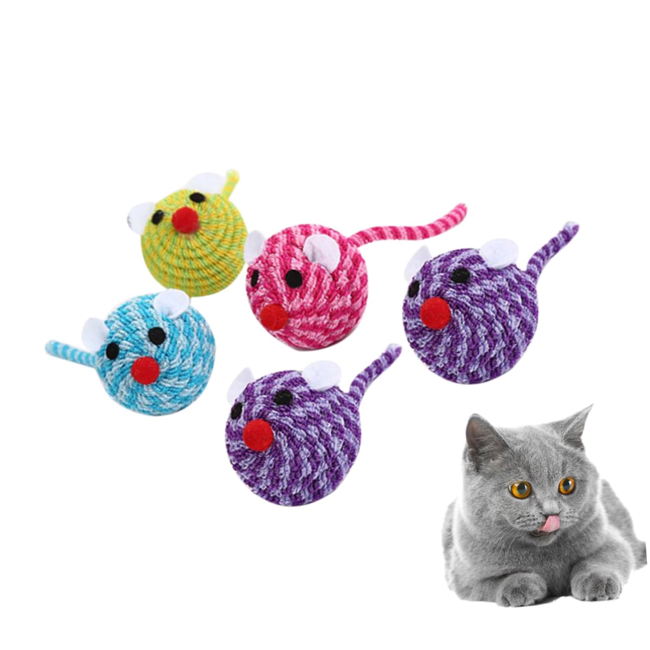 Kisangel 15 Piezas Juguetes para Gatos y Ratones Divertido Gato de Juguete Juguetes de Colores Cuerda Elastica Juguete para atrapar Gatos Juguete para Gatos Gato Mascota ratón Gato