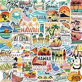 Cute Hawaii Summer Waterproof Stickers for Water Bottles, 50PCS Hapiuen Sun Beach Sea Stickers Pack for Laptop Scrapbook Skateboard Luggage Decals, Cool Stickers for Kids Teens Girls Gift, Party Supplies (Summer)