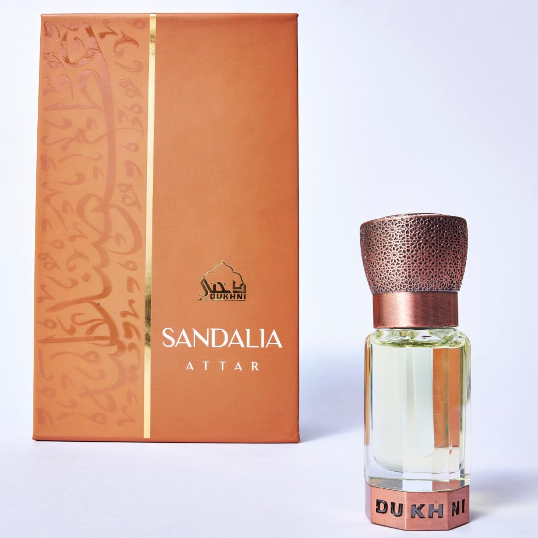 Dukhni Sandalia Attar Perfume Oil 6ml of Premium Sandalwood Oil, Authentic Sandalwood fragrance oil for Men & Women | Luxurious Islamic Gift | Alcohol-Free & Vegan