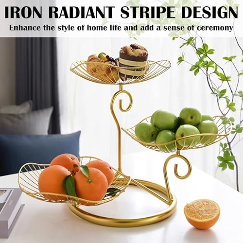 Miniatura 4 de DOERDO - Soporte para cesta de frutas de 3 niveles, soporte decorativo para cuencos de frutas, soporte de mesa para encimera de verduras, pan y