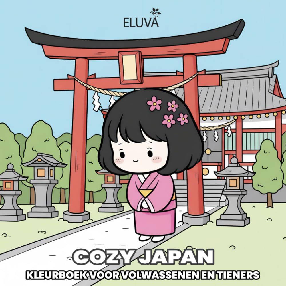 Cozy Japan: Een schattig en knus kleurboek voor volwassenen en tieners: Een verzameling van 60 tekeningen over het Japanse leven: symbolische natuurscènes, architectuur và subtiele ornamenten.