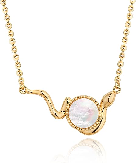 Fettero Dainty MOP Necklaces for Women, 14K Gold Plated Heart Cross Teardrop Pendant Cute Charm Neclace Delicate Pearl Beach Gold Necklace for Women Jewelry Gift
