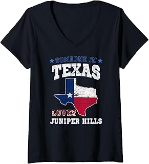 Womens Someone In Texas Loves Juniper Hills Proud Texas Flag V-Neck T-Shirt