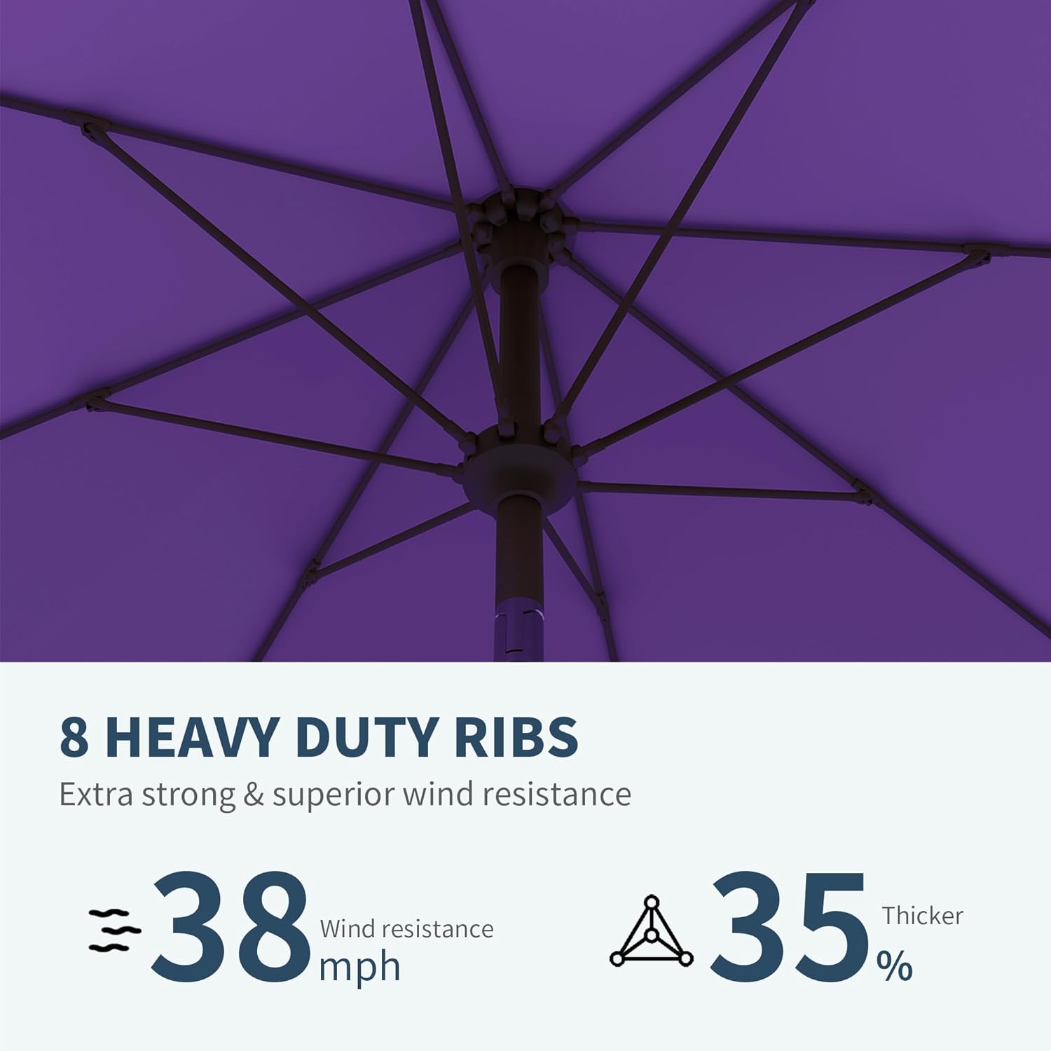 PatioKingdom Auto-Tilt 9FT Patio Umbrella Outdoor with 8 Sturdy Fiberglass Ribs,Market Table Umbrella for Pool,Backyard,Deck and Garden