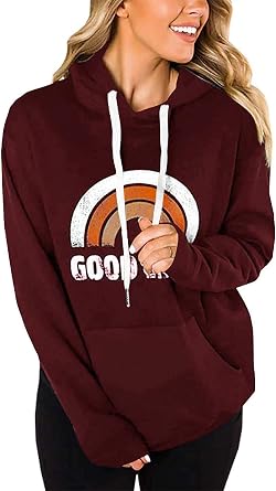 Lacozy Womens Hoodies American Flag USA Long Sleeve Shirt Casual Graphic Lightweight Sweatshirts Fall Clothes Tops