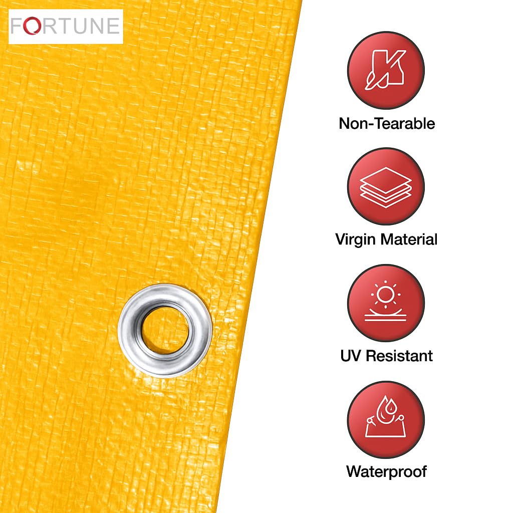 FORTUNE Tarpaulin Sheet Waterproof (6Ft x 6Ft) with 170 GSM, Virgin Material, UV Resistant,Aluminum Eyelets - Laminated, Heavy Duty Tadpatri, Tarpaulin Plastic Sheet for Covering (Yellow) — Amazon image 4