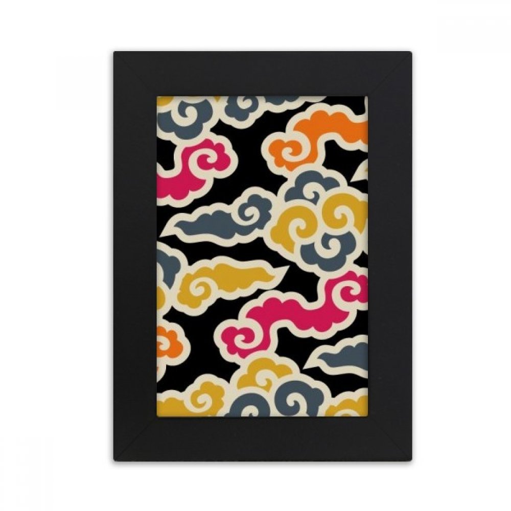 Marco de fotos 5x7 arte negro estilo oriental con nubes tradicionales acabado escritorio premium