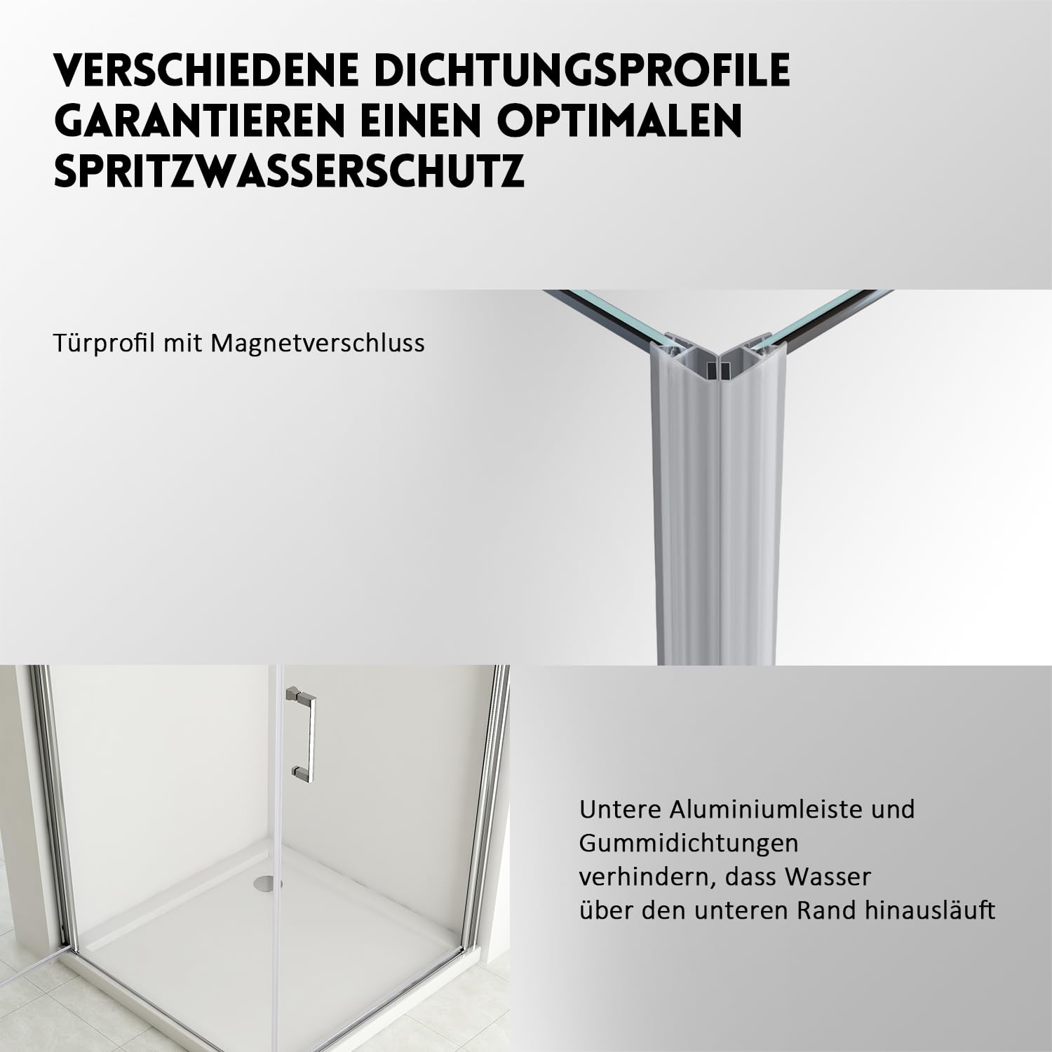 Duschkabine Schwingtür mit Seitenwand 90x90cm Eckeinstieg Duschabtrennung, Silber Einzelschwingtür mit festem Seitenteil, Duschwand mit 6mm NANO ESG Glas, Pendeltür Höhe 195cm