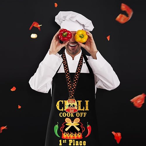 Miniatura 5 de Liitrsh 6 piezas Chili Cook off Delantal Chili Cook off Medallas Premios 123er Lugar para Hombres Mujeres Familiares Amigos, Principalmente oro y