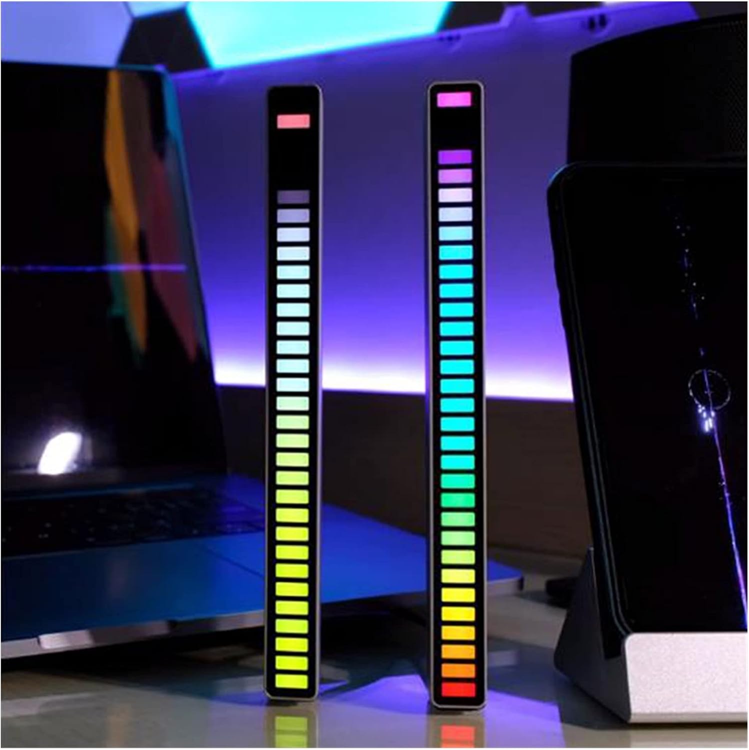 Car LED Strip Music Sound Control Rhythm Light Atmosphere Lights Energy-Saving Ambient Lamp (Color Temperature : 2 PCS Emitting Color : 6000K Cold White) (6000k Cold White 1 PCS) image 3