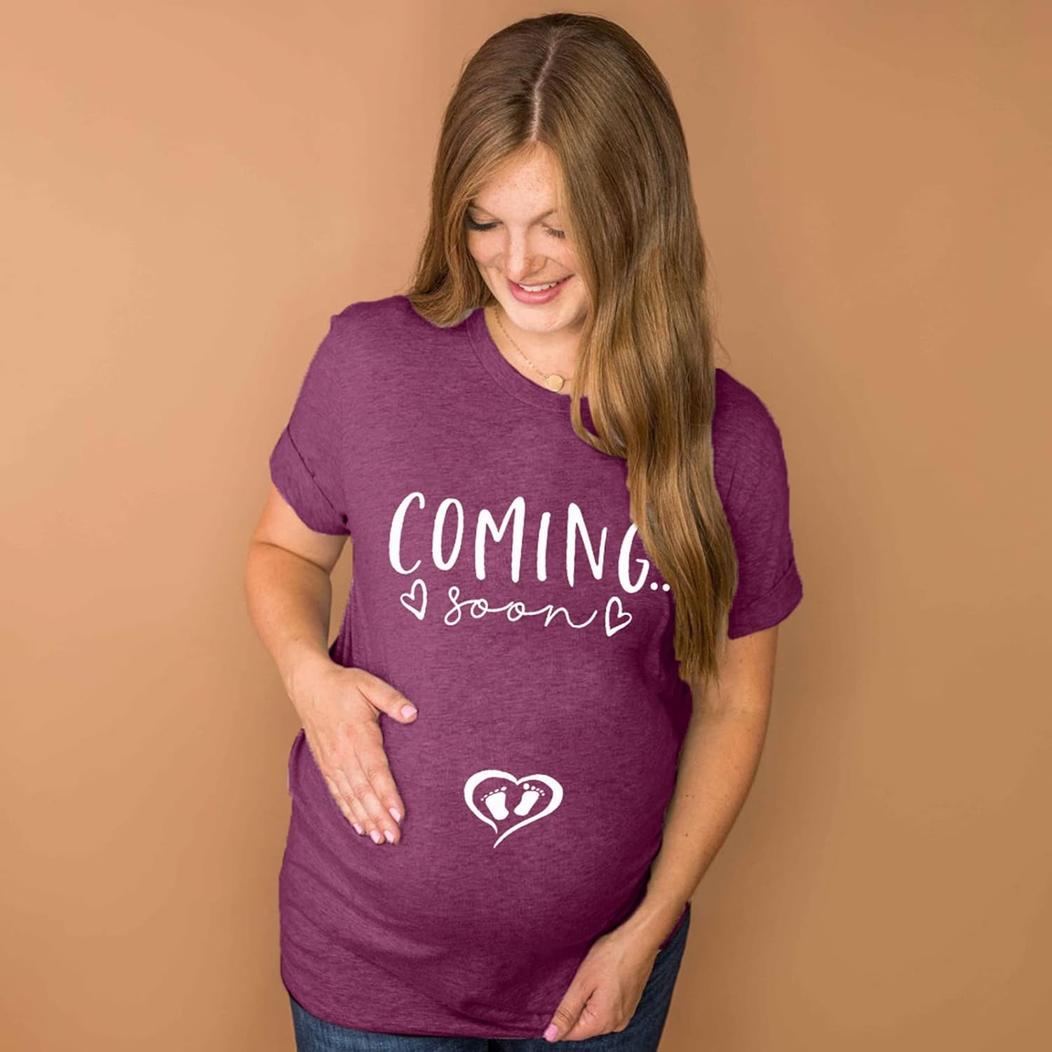 VILOVE Pregnancy Announcement Shirt Women Coming Soon T Shirt Pregnancy Mom to Be Gift Shirts New Mom Tee Shirt - Image 2