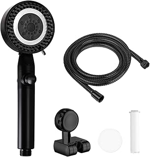 RV Shower Head with Hose, High Pressure 5 Mode Shower head Replacement, Shower Head for RV/Campers, Travel Trailer, Motorhome for Water Saving,Pause function (black)