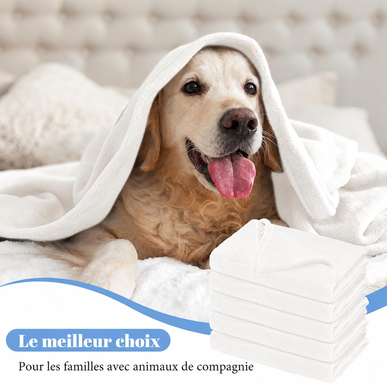 Lot de 10 Couvertures de Sieste pour Crèche, 150x100 cm Plaids en Flanelle | Couvertures Blanches Légères et Respirantes pour Garderie, Maternelle, Lit Enfant et Usage en Collectivité