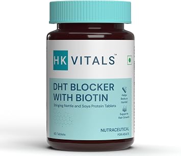 MENT HK Vitals DHT Blocker with Biotin, Stinging Nettle and SOYA Protein, Helps Reduce Hair Fall, Stimulates Hair Growth, Pack of 60 Tablets