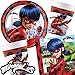 Carpeta Juego de fiesta de 37 piezas de Miraculous Ladybug, con platos de cartón, servilletas y vasos y decoración para cumpleaños infantiles o fiestas temáticas de superheroína