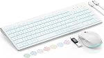 Clavier et souris sans fil SABLUTE, clavier rechargeable mince et silencieux avec souris RGB, combo portable sans fil 2.4G pour ordinateurs Windows et Mac (Gris ardoise)