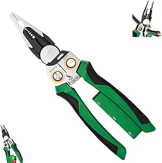8 in 1 Wire Stripping Tool with Voltage Tester, 2025 New Multi-Function Electric Wire Stripper and Cutter, Pliers for Cutting and Pulling, Professional Electrician Repair Tool (Green, 1PCS)