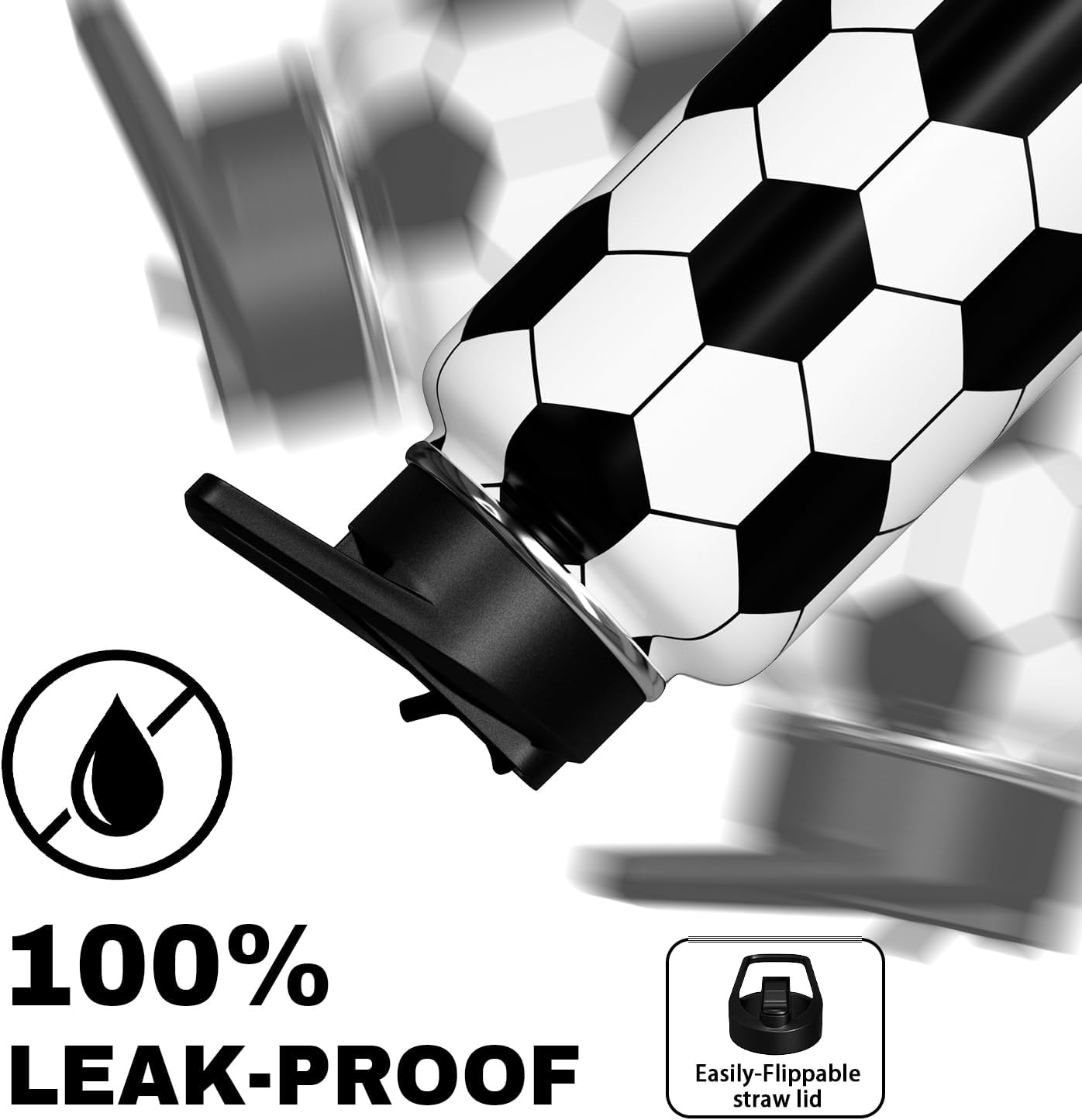 Soccer Water Bottle 18oz Insulated Sports Water Bottles Soccer Gifts for Men Women Gift for Coach Lovers Fan Players Stuff Accessories for Boys Girls - Image 4