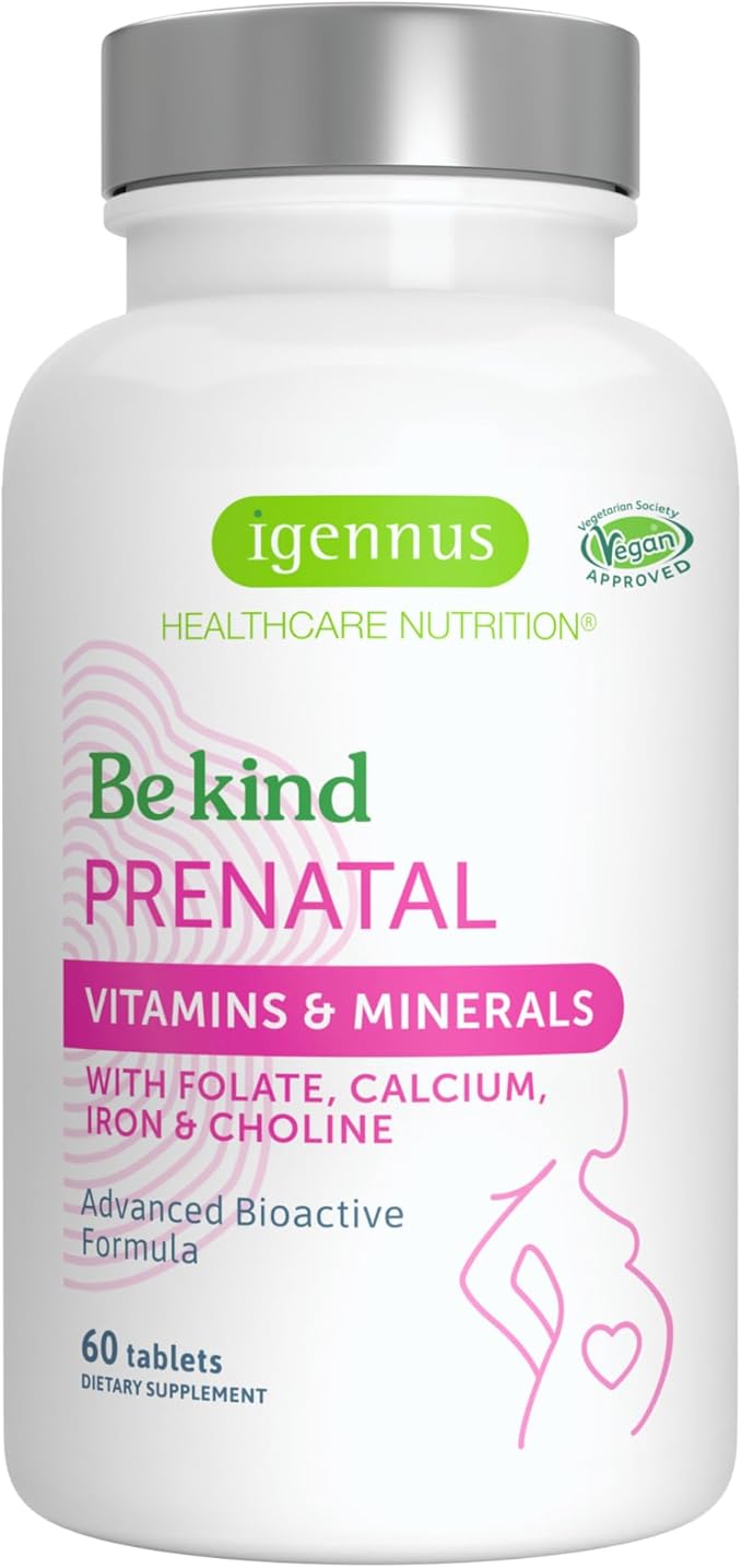 Methylated Prenatal Multivitamin, Folate for MTHFR, High Absorption 60 Tablets, by Igennus