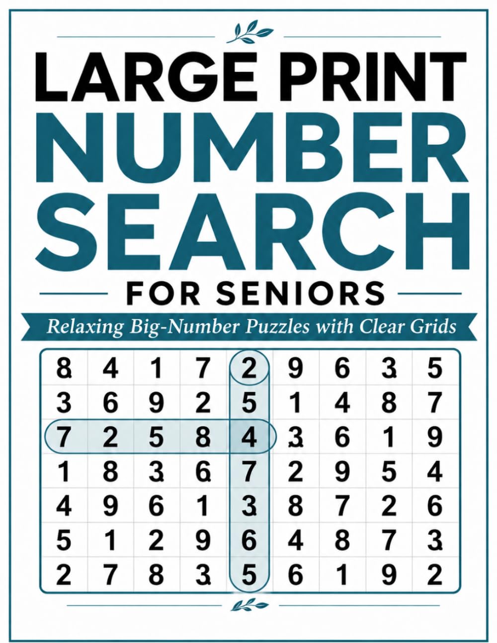 Large Print Number Search for Seniors: 100 Easy Big-Digit Puzzles with Clear Grids for Adults, Seniors, and Low-Vision Readers, number search large, number search book, number search large print