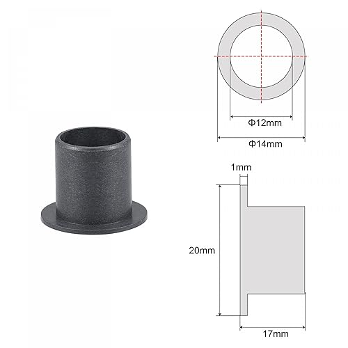 Miniatura 102 de uxcell Rodamientos de manga con bridas 0.118 in Diámetro 0.181 in OD 0.197 in Longitud POM Envueltos Bujes sin aceite Negro 4pcs