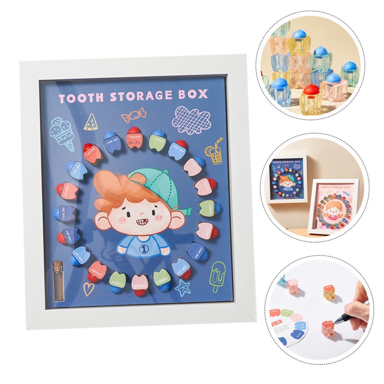 Abaodam Kreative Zahndose aus Abs als Sammelbox für Kinderzähne mit Foto Rahmen Schöne Aufbewahrung für Kinder als Erinnerungsbox und Geschenk