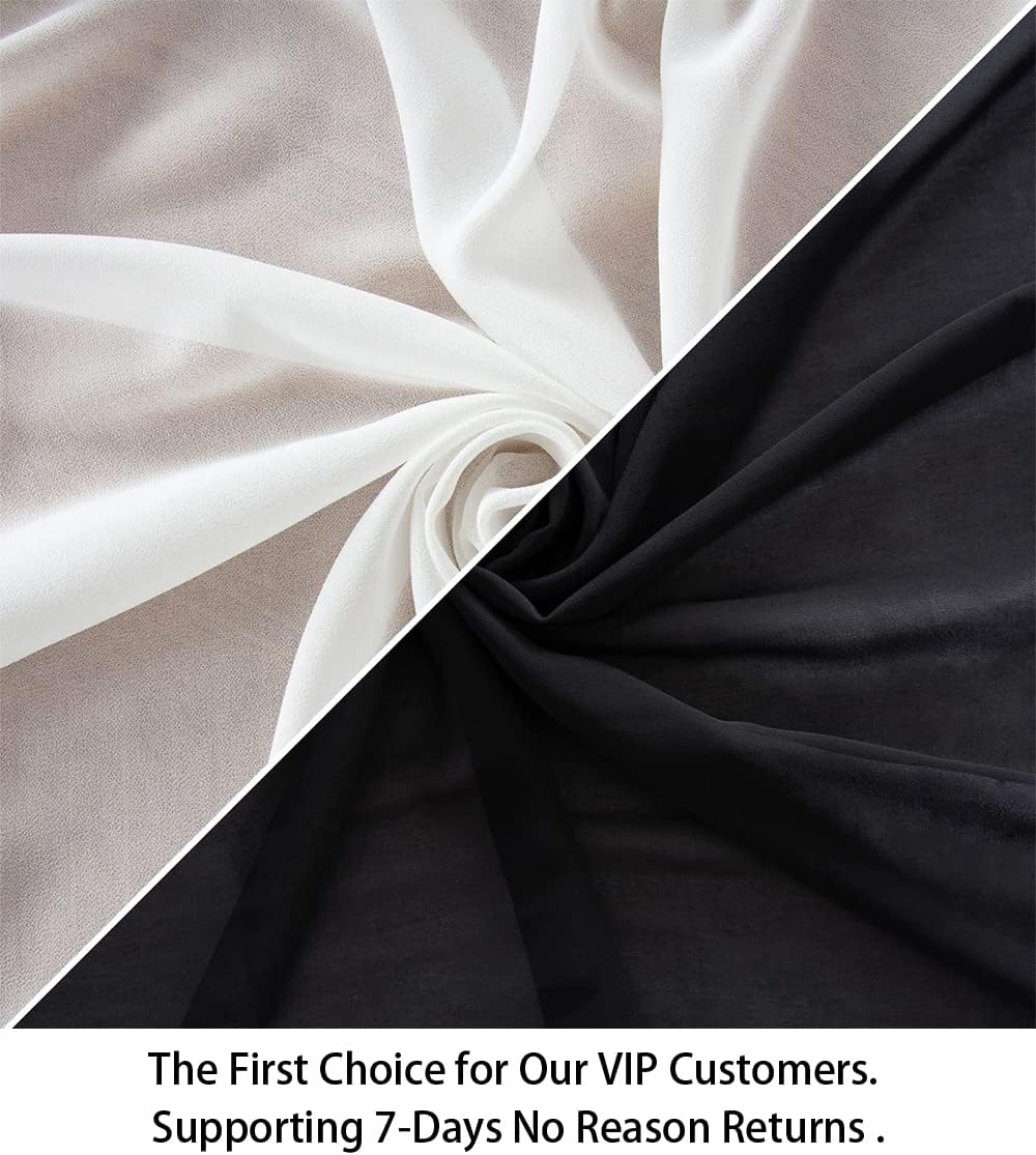 ShinyBeauty Wedding Arch Draping Fabric - Black & White 2 Panels 29" x 19FT Long Chiffon Drapes for Archway - Sheer Fabric Drapery Curtain for Ceremony Reception Swag Decoration