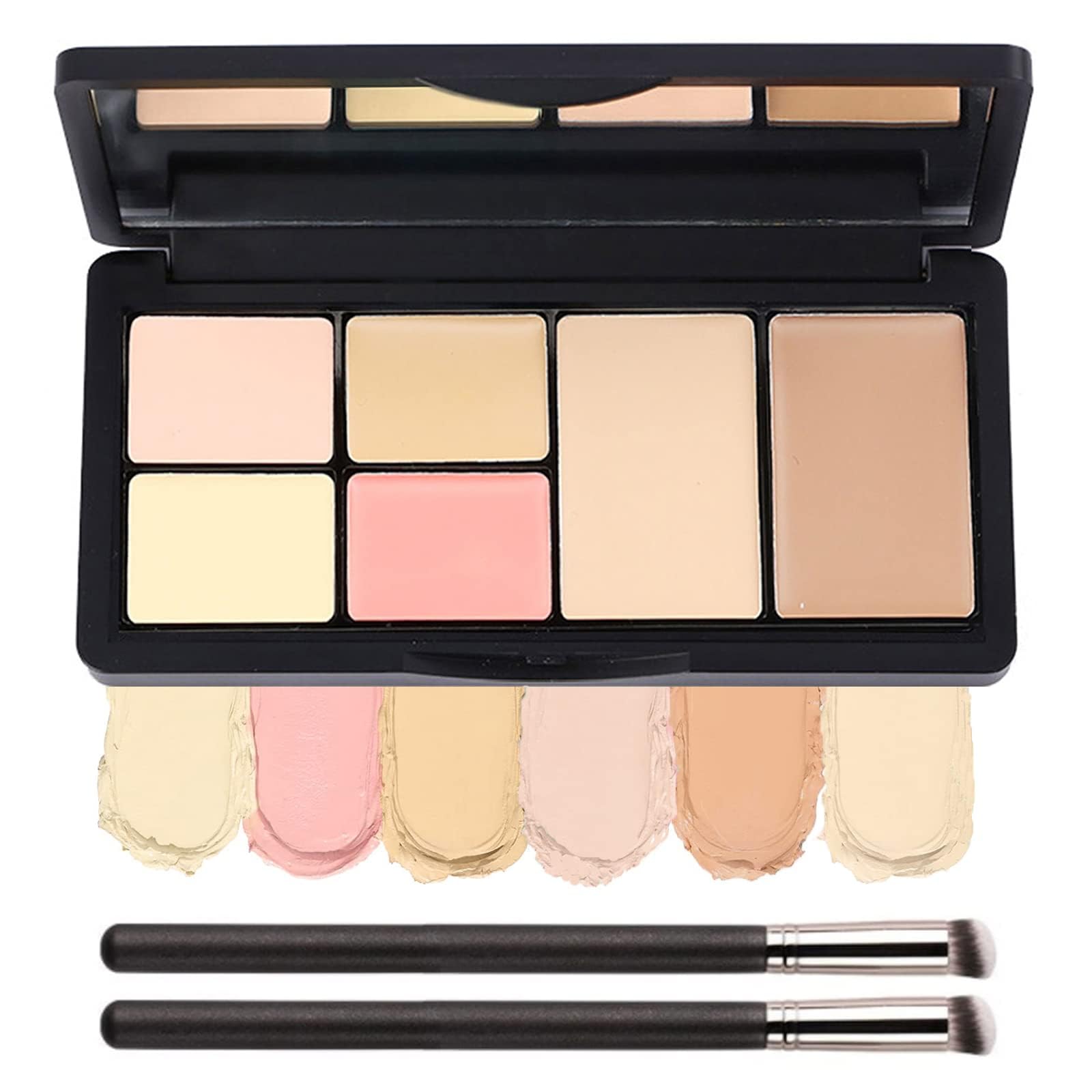 Concealer Contour Palette, Cosmetics Cream Contour and Highlighting Makeup Kit, 6 In 1 Contouring Foundation Concealer Palette Conceals Dark Circles, Blemish, Waterproof Long-Lasting (#02)