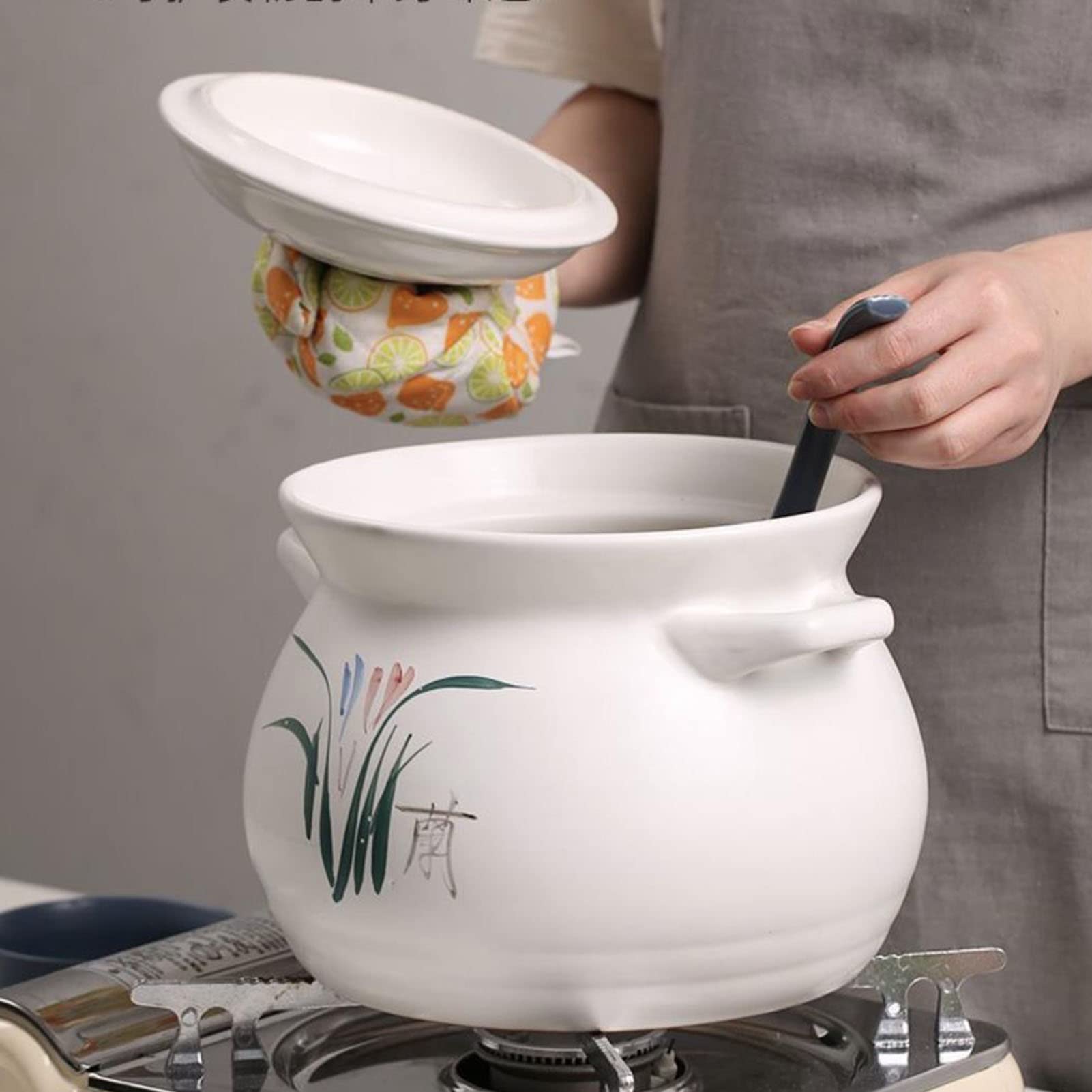 Japoński garnek gliniany garnek - gliniany garnek do gulaszu do zupy i gotowania - styl retro ceramiczny domowy niezbędny do kuchni