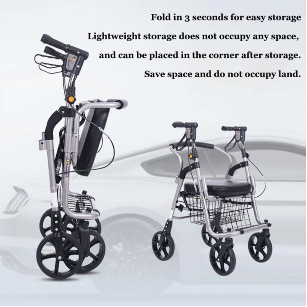 Medische aluminium rollator rollator met gewatteerde zitting voor oudere senioren en volwassenen In hoogte verstelbare mobiliteitshulp bij het lopen