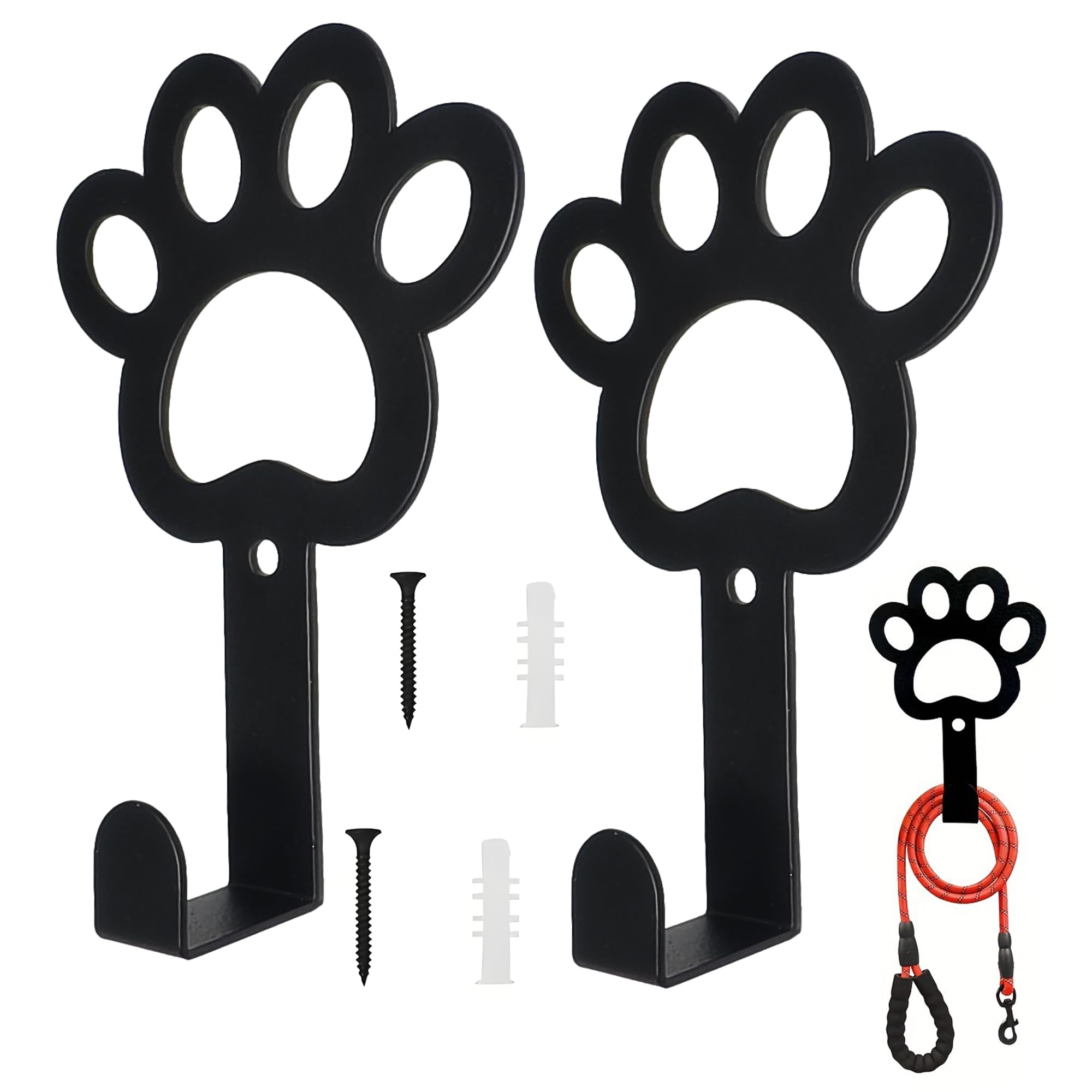 Key Holder for Wall, Metal Dog Paw Key Hooks Wall Mounted, Minimalist Keys Holder for Organizing Keys, Necklace Hooks for Walls and Home Decor - Great for Entryway Hallway or Living Room (Black-2)