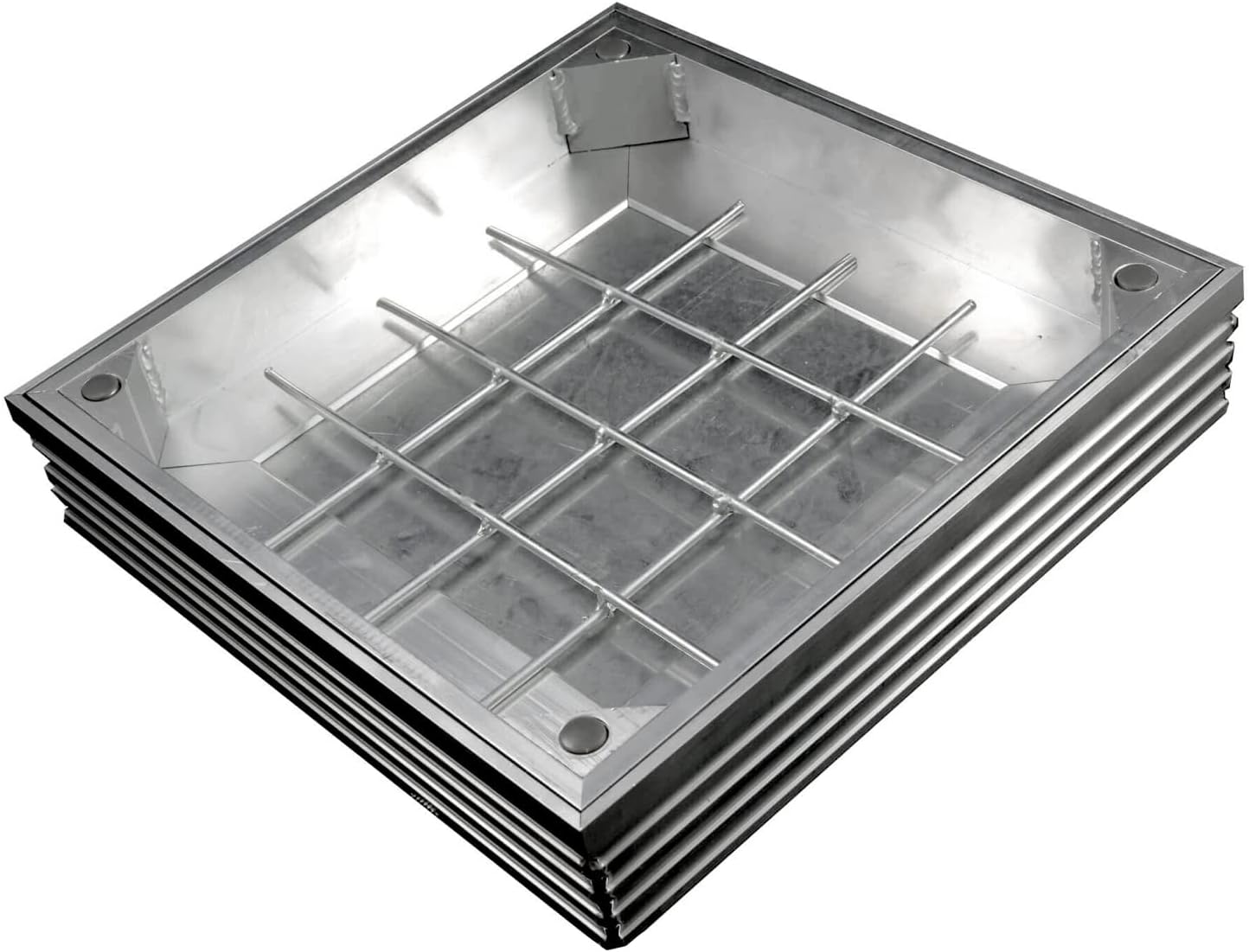 EcoGrid Double Sealed Aluminium Recessed Manhole Cover, Frame & Keys/For Paving Garden Exterior Decorative/DS-Line 60mm Depth (300mm x 300mm x 48mm Clear Opening)