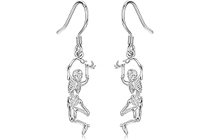 925 Sterling Silver Skeleton Halloween Earrings - Unique Gothic Jewelry