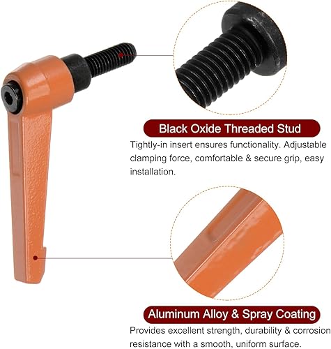 Miniatura 10 de HARFINGTON 4 manijas de palanca de sujeción ajustables M8 x 1.181 in de rosca macho, perillas de tornillo giratorio de bloqueo de trinquete de