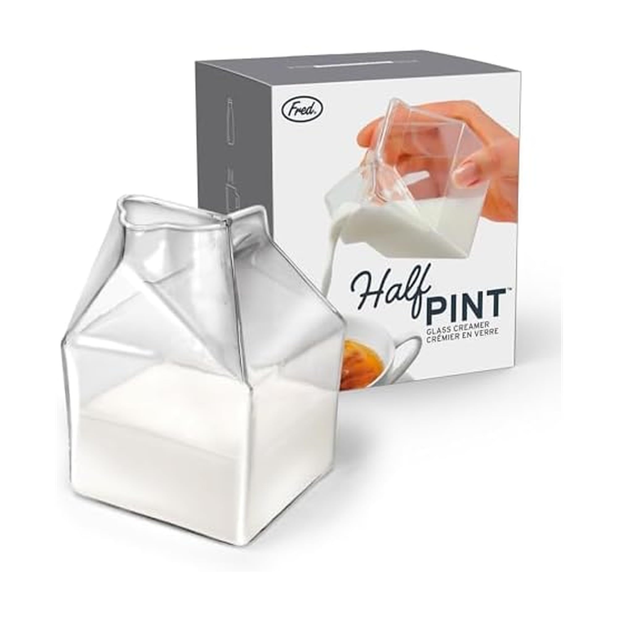 HALF PINT Glass Milk Carton Creamer