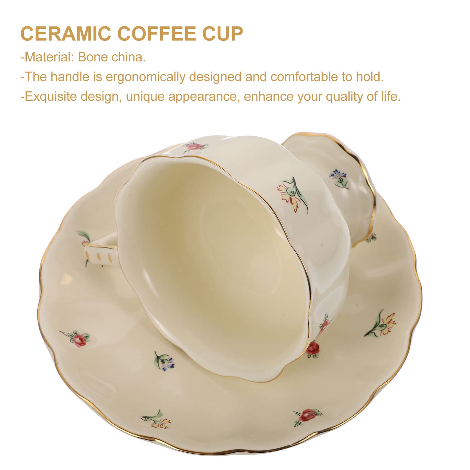 Luxshiny 1 Juego Juego De Taza y Plato Taza De Café Tazas De Café con Leche Vasos Retros Tazas Vintage Taza De Té Antigua Tazas De Té Rtro Flor Cerámica Platillo Clásico