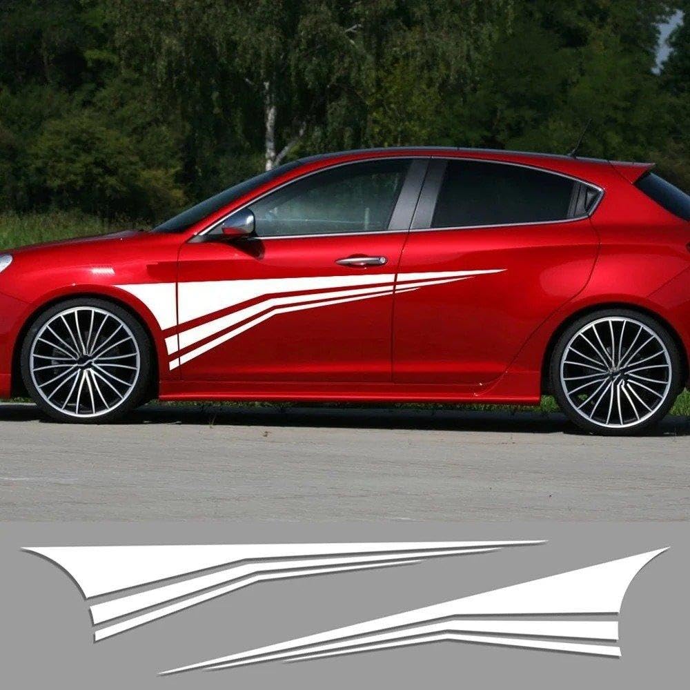 Decalcomanie per Auto Adesivi Laterali per Auto Styling Decalcomanie in Vinile PVC(Glossy White)