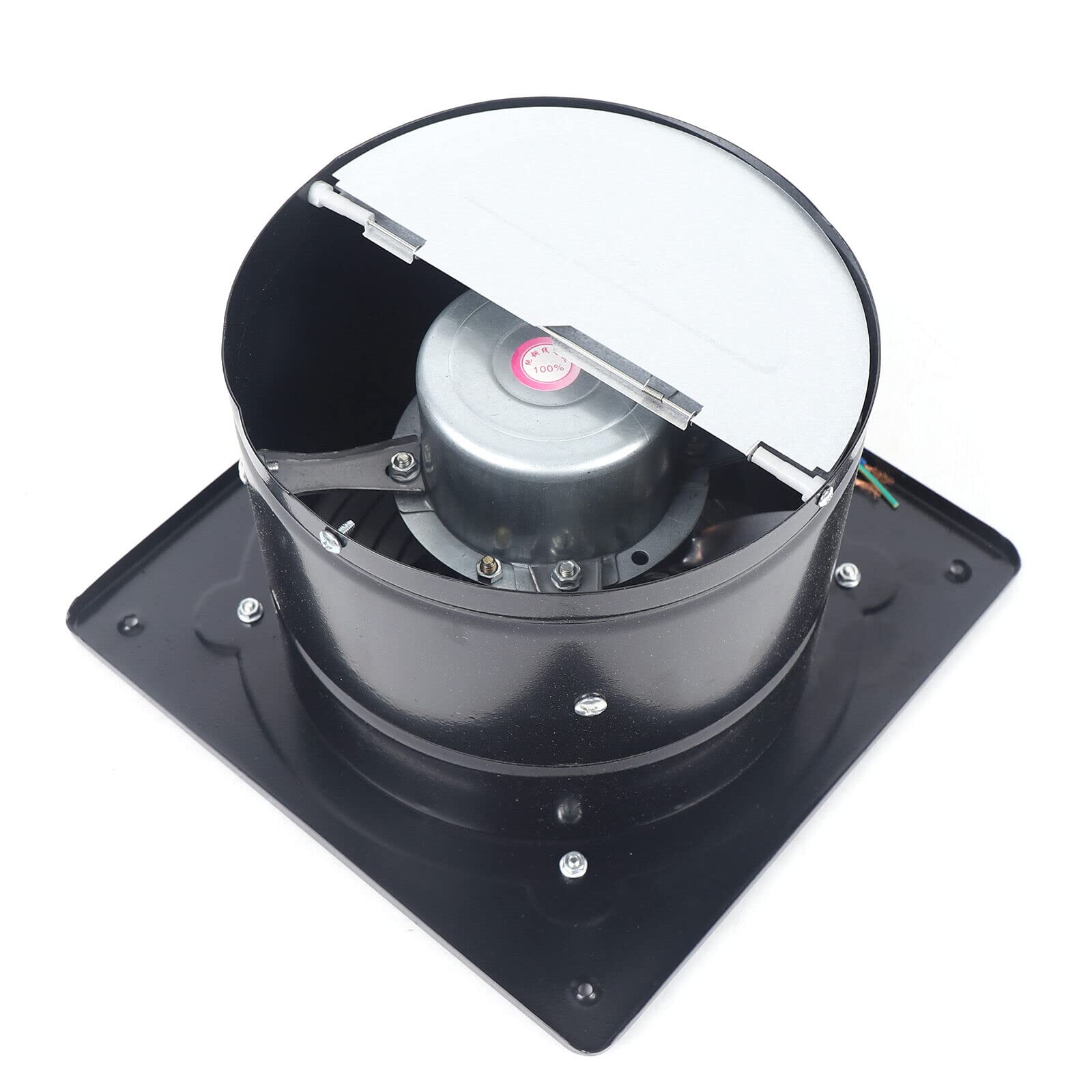 Kwadratowy wentylator ścienny 25 x 25, 220 V, 80 W, 2800 obr./min, z zaworem zwrotnym, wlot rurowy, wentylator wylotowy ze stalowym ostrzem, do odsysania powietrza w pomieszczeniach